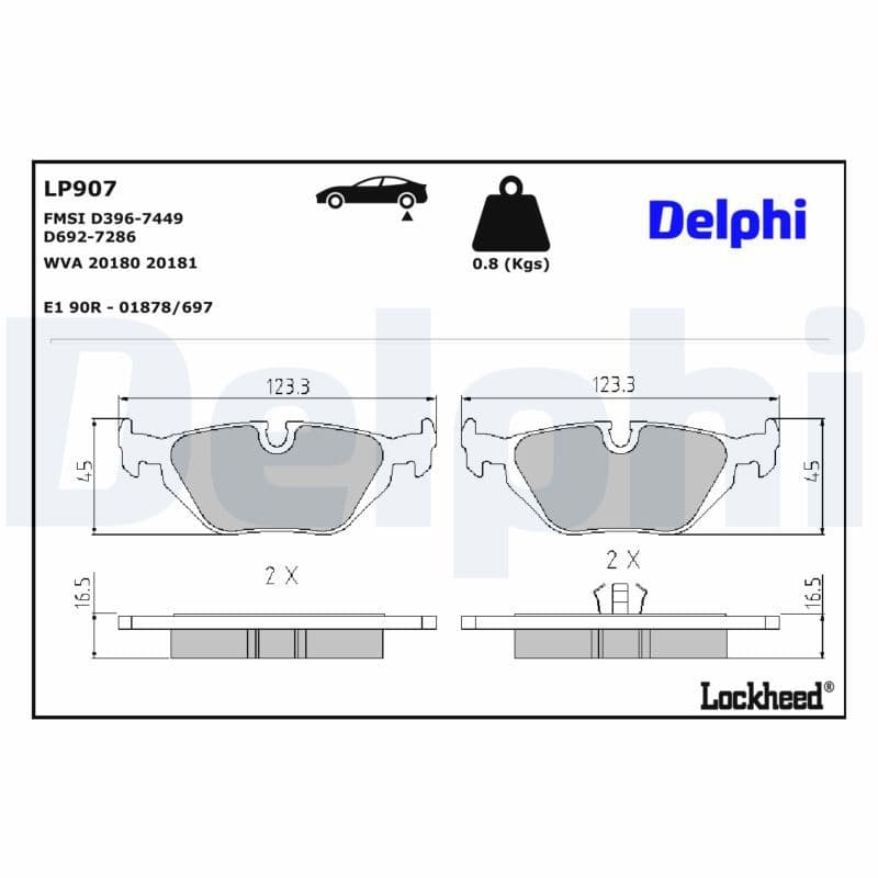 set placute frana,frana disc DELPHI LP907