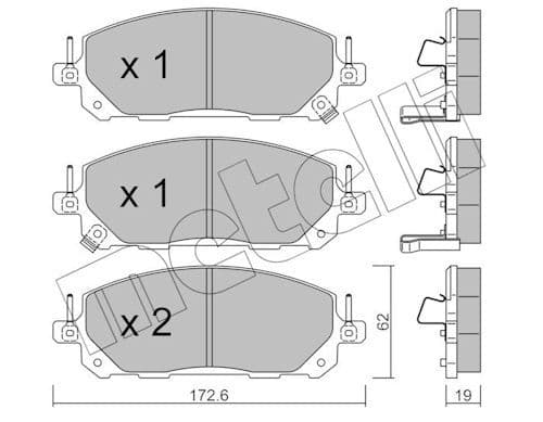set placute frana,frana disc METELLI 22-1398-0