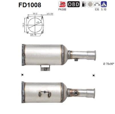 Filtru funingine/particule, sist.de esapament AS-PL FD1008