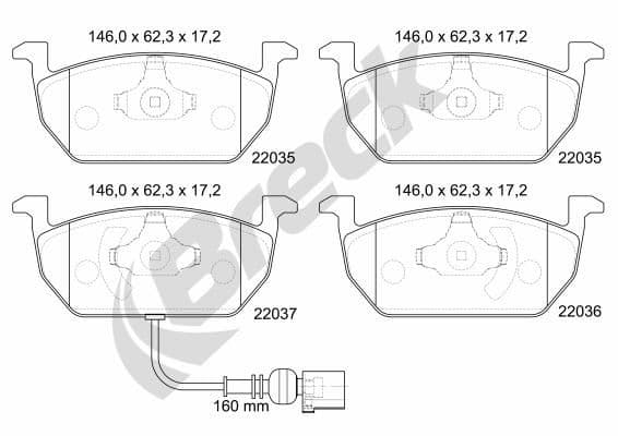 set placute frana,frana disc BRECK 22035 00 701 00