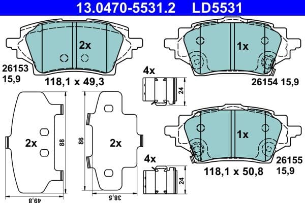 set placute frana,frana disc ATE Ceramic 13.0470-5531.2