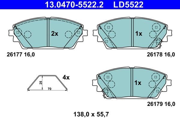 set placute frana,frana disc ATE Ceramic 13.0470-5522.2