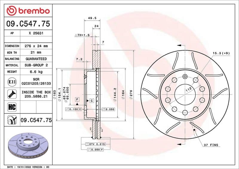 Disc frana BREMBO XTRA LINE - Max 09.C547.75