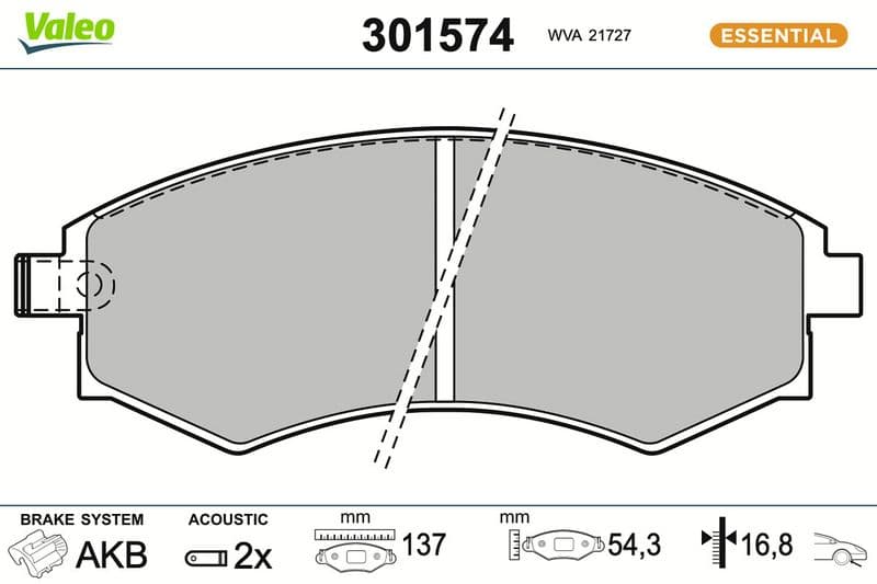 set placute frana,frana disc VALEO ESSENTIAL 301574