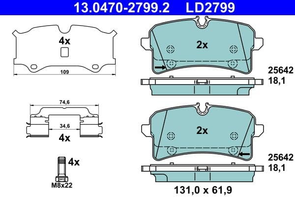 set placute frana,frana disc ATE Ceramic 13.0470-2799.2