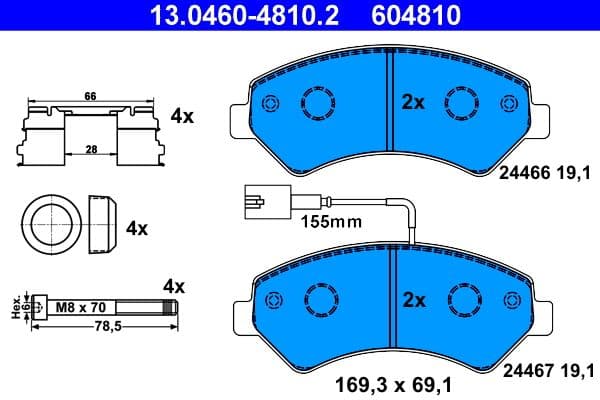 set placute frana,frana disc ATE 13.0460-4810.2