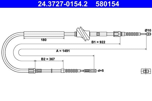 Cablu, frana de parcare ATE 24.3727-0154.2