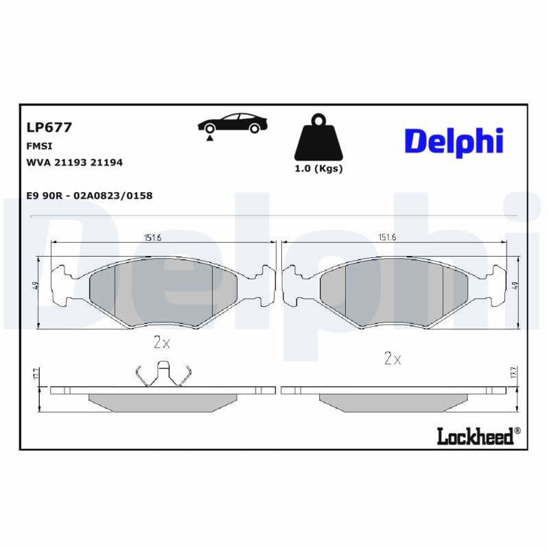 set placute frana,frana disc DELPHI LP677