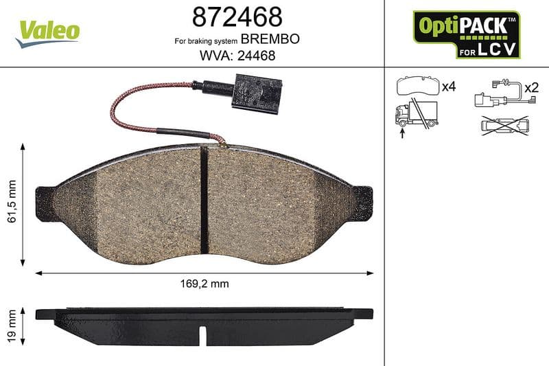 set placute frana,frana disc VALEO OPTIPACK for LCV 872468