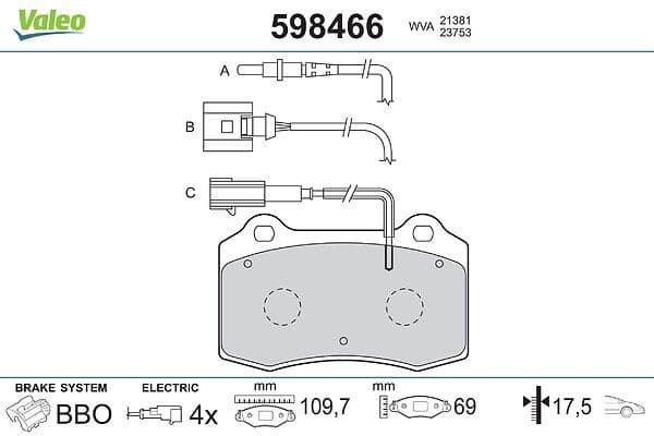 set placute frana,frana disc VALEO 598466