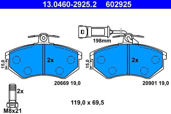 set placute frana,frana disc ATE 13.0460-2925.2