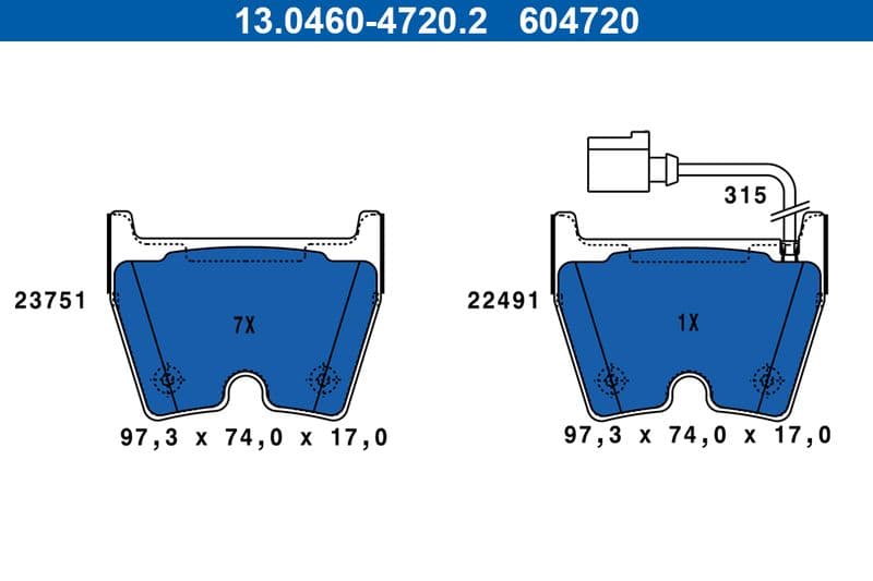 set placute frana,frana disc ATE 13.0460-4720.2