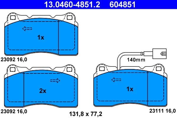 set placute frana,frana disc ATE 13.0460-4851.2
