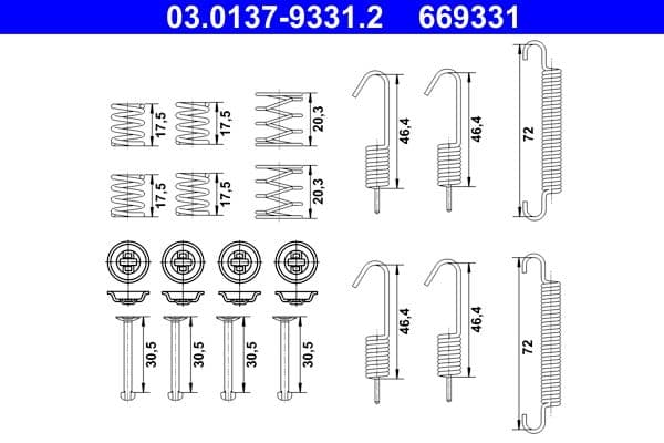 set accesorii, saboti frana parcare ATE 03.0137-9331.2