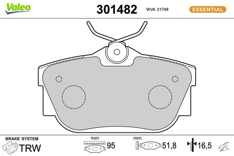 set placute frana,frana disc VALEO ESSENTIAL 301482