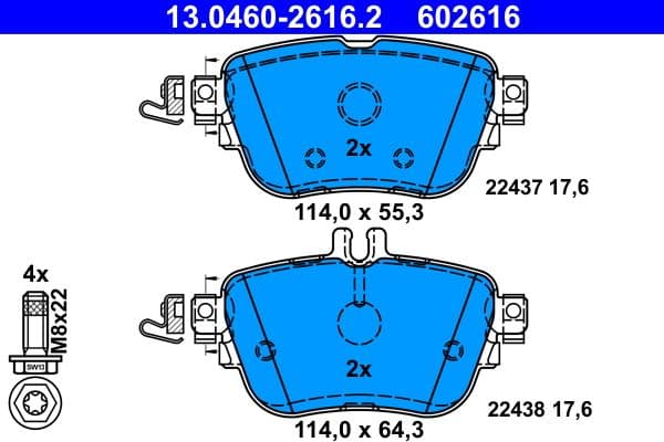 set placute frana,frana disc ATE 13.0460-2616.2