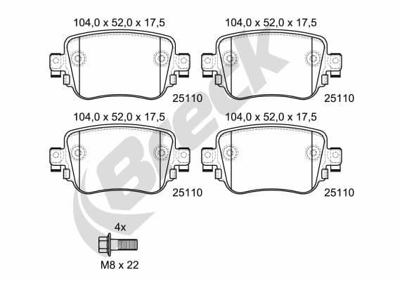 set placute frana,frana disc BRECK 25110 00 704 10
