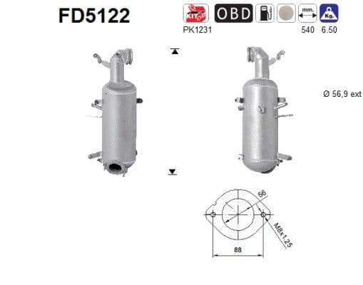 Filtru funingine/particule, sist.de esapament AS-PL FD5122