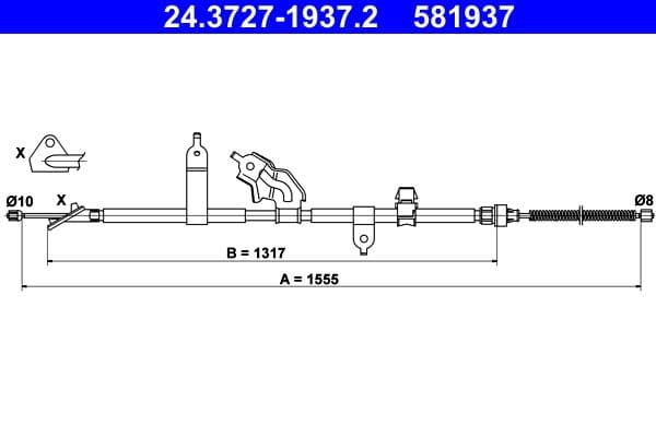Cablu, frana de parcare ATE 24.3727-1937.2