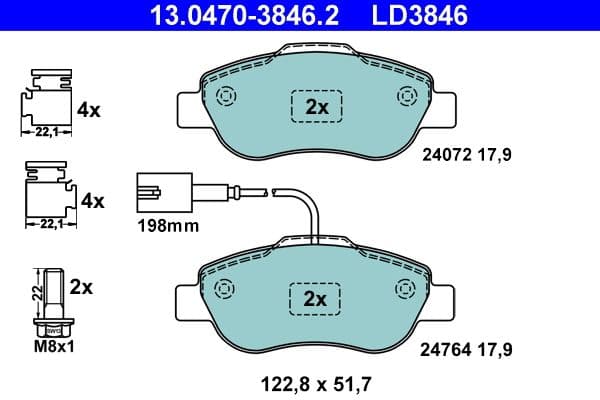 set placute frana,frana disc ATE Ceramic 13.0470-3846.2