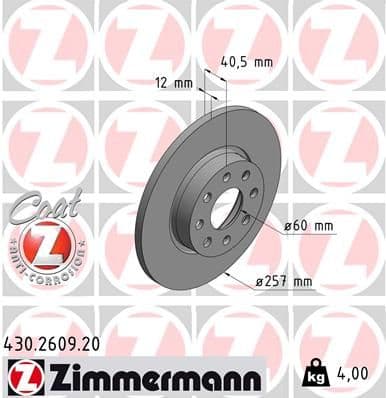 Disc frana ZIMMERMANN COAT Z 430.2609.20