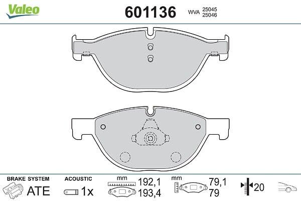 set placute frana,frana disc VALEO 601136
