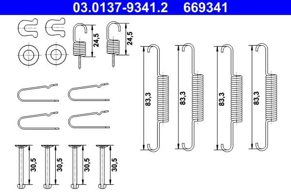 set accesorii, saboti frana parcare ATE 03.0137-9341.2