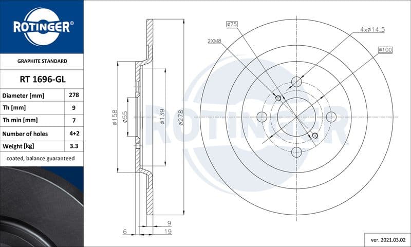 Disc frana ROTINGER GRAPHITE LINE RT 1696-GL