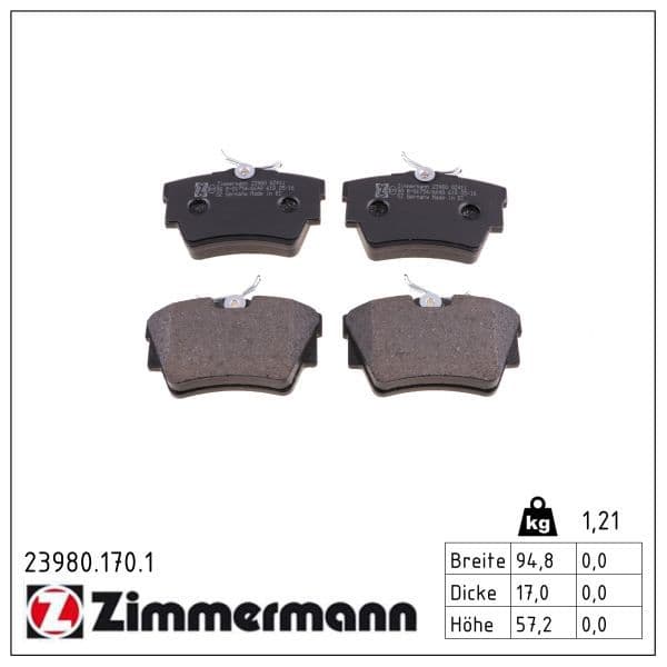 set placute frana,frana disc ZIMMERMANN 23980.170.1