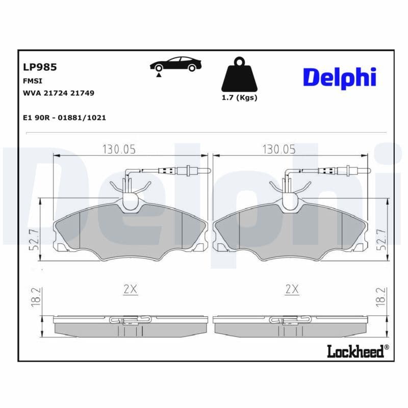set placute frana,frana disc DELPHI LP985