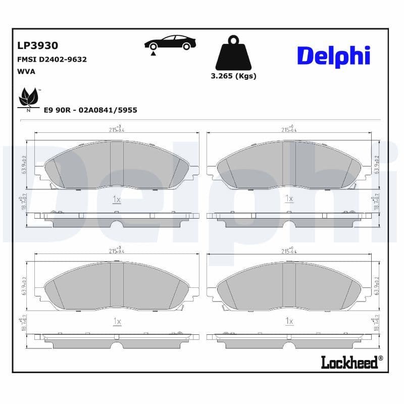 set placute frana,frana disc DELPHI LP3930