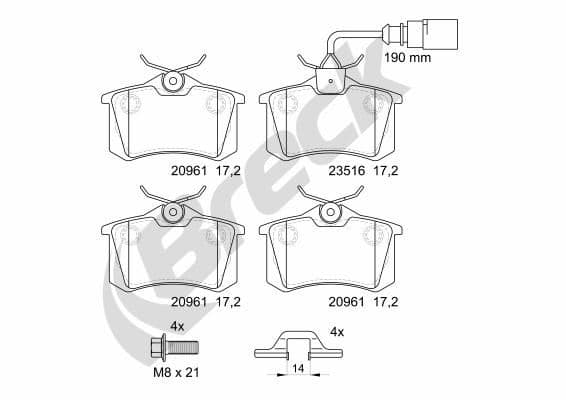 set placute frana,frana disc BRECK 23554 10 704 10