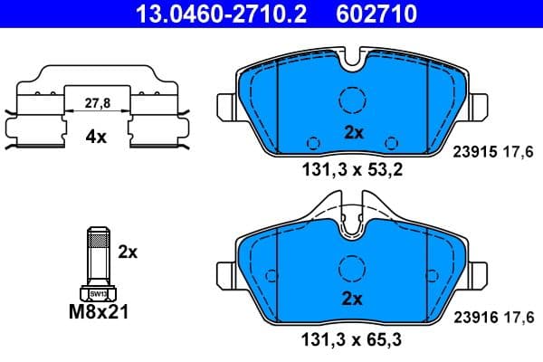 set placute frana,frana disc ATE 13.0460-2710.2