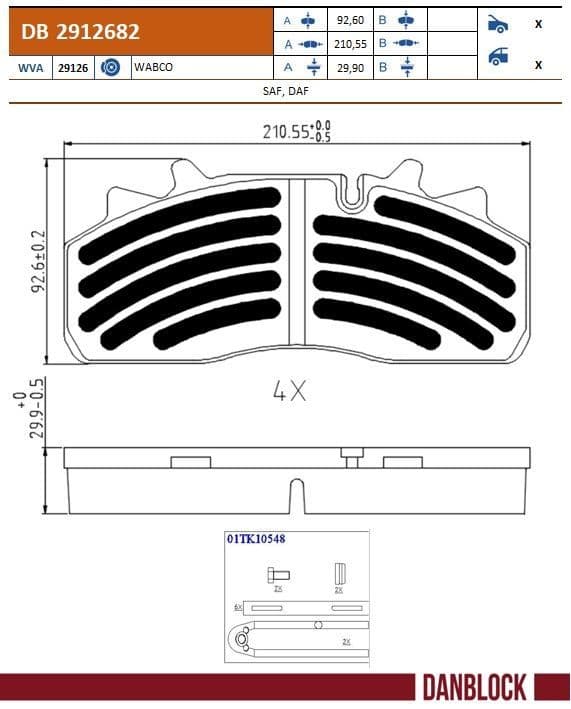 set placute frana,frana disc DANBLOCK DB 2912682