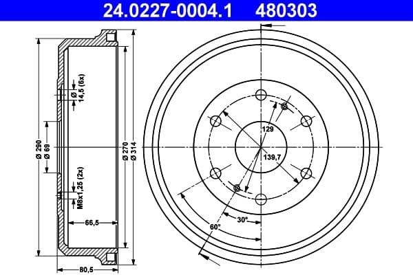 Tambur frana ATE 24.0227-0004.1