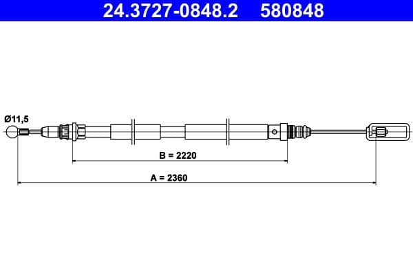 Cablu, frana de parcare ATE 24.3727-0848.2