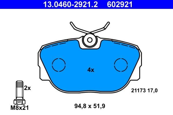 set placute frana,frana disc ATE 13.0460-2921.2