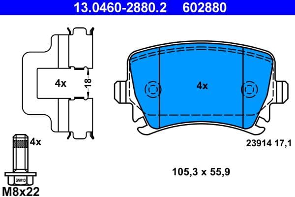 set placute frana,frana disc ATE 13.0460-2880.2