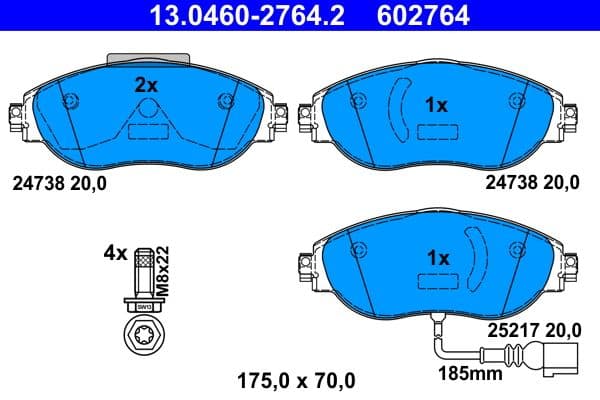 set placute frana,frana disc ATE 13.0460-2764.2