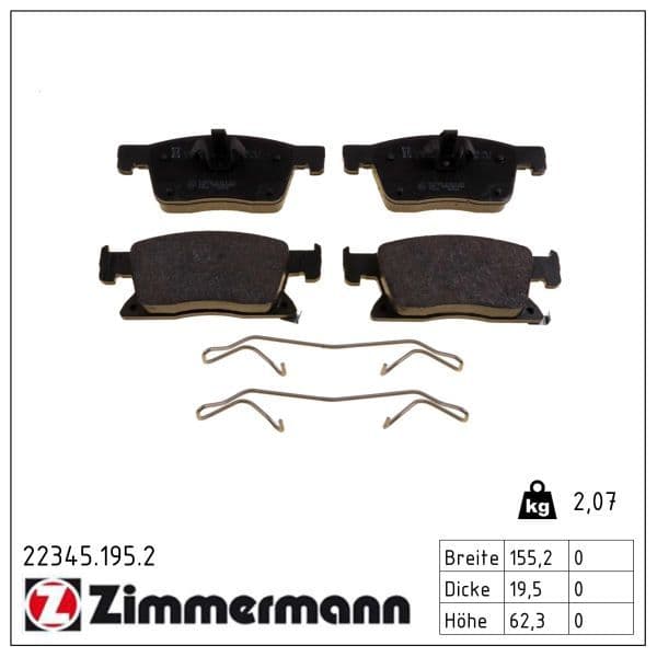 set placute frana,frana disc ZIMMERMANN 22345.195.2