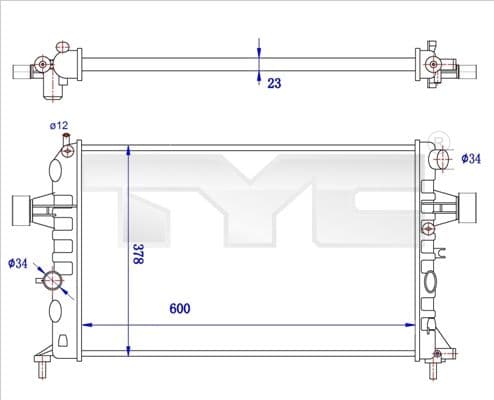 Radiator, racire motor TYC 725-0038-R