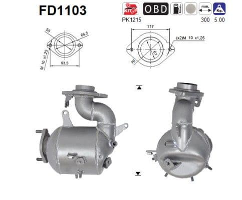 Filtru funingine/particule, sist.de esapament AS-PL FD1103