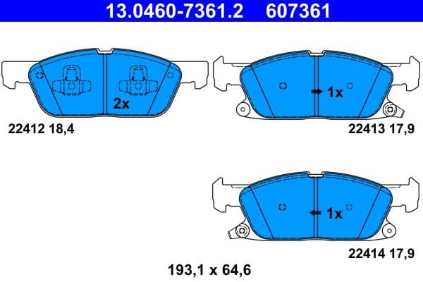 set placute frana,frana disc ATE 13.0460-7361.2