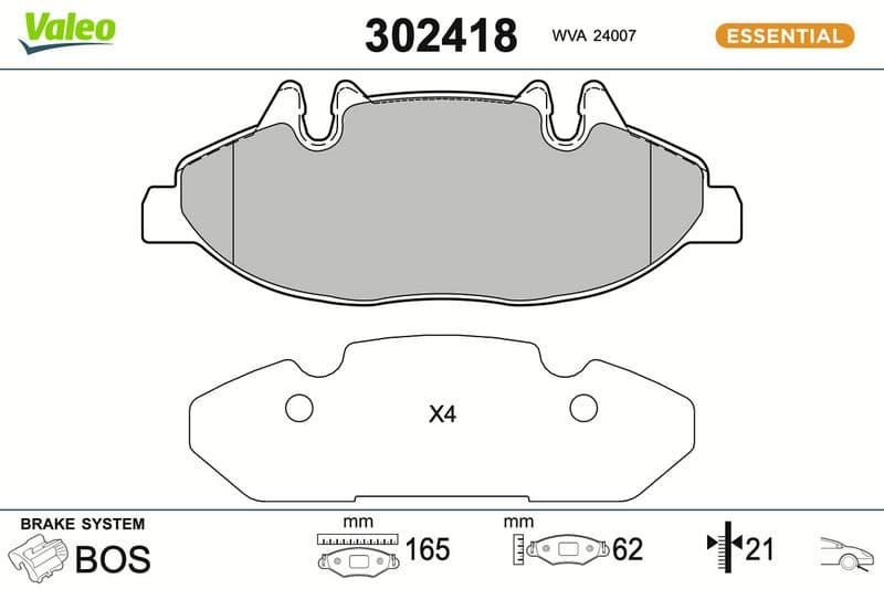 set placute frana,frana disc VALEO ESSENTIAL 302418