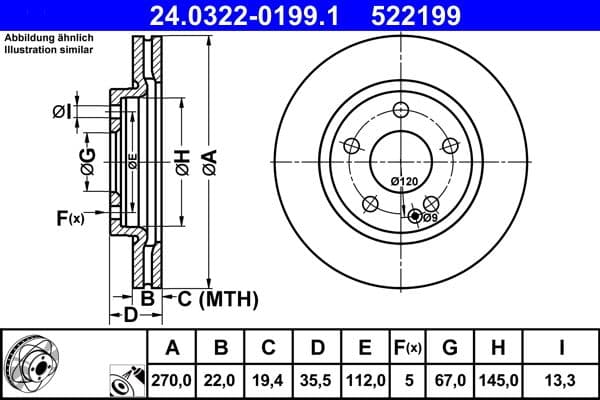 Disc frana ATE PowerDisc 24.0322-0199.1