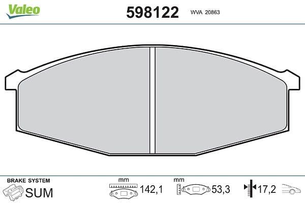 set placute frana,frana disc VALEO 598122