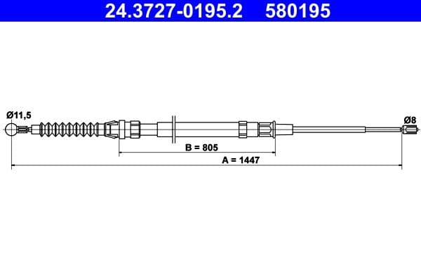 Cablu, frana de parcare ATE 24.3727-0195.2