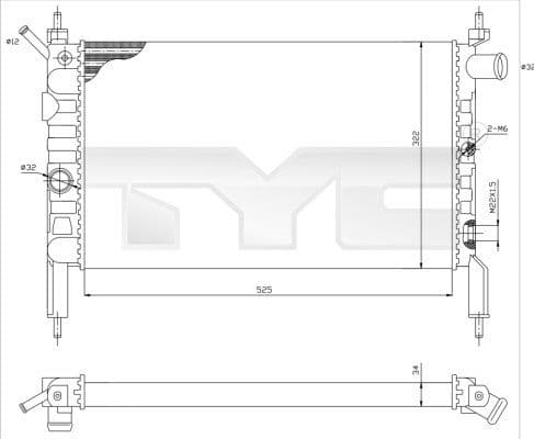 Radiator, racire motor TYC 725-0018
