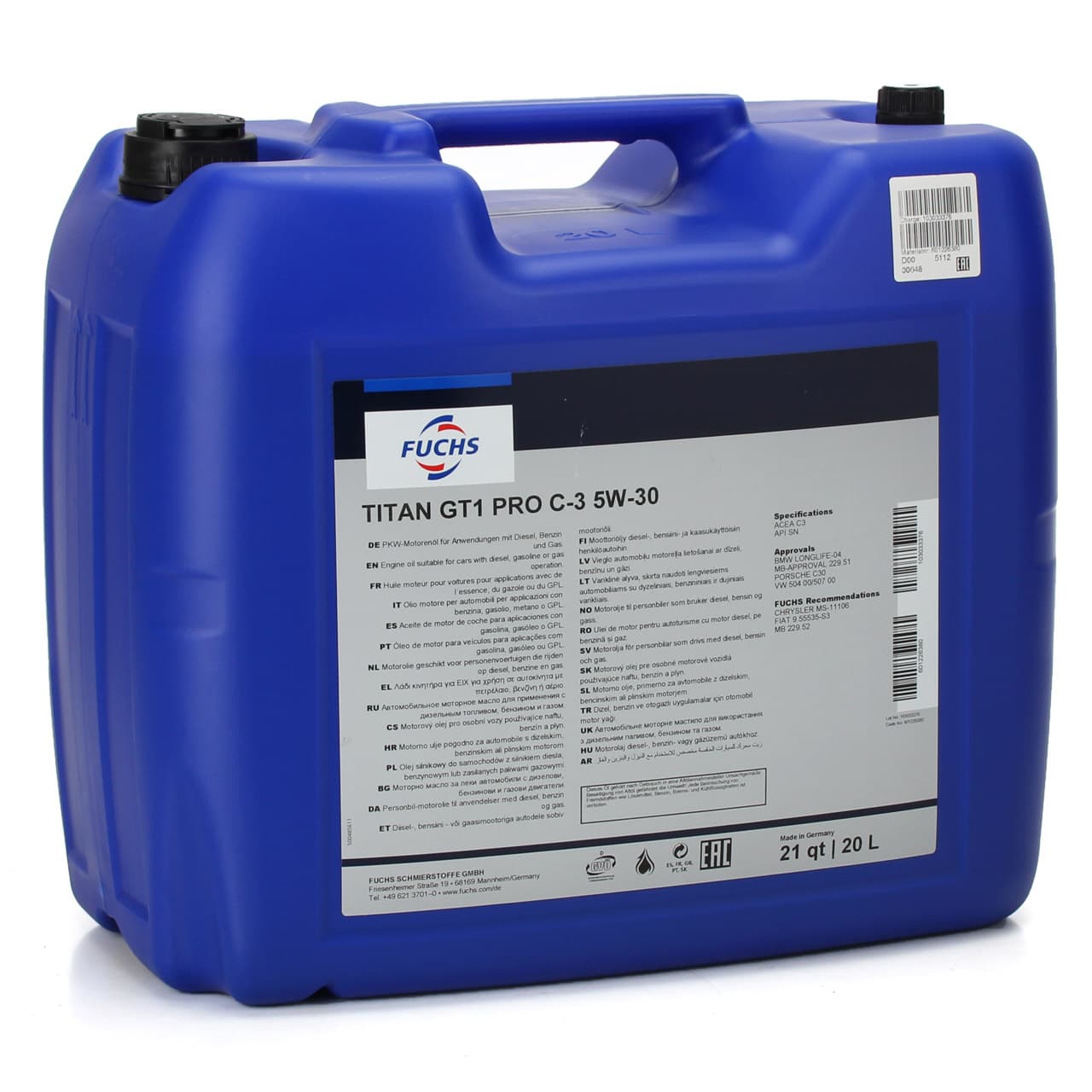 Ulei de motor FUCHS TITAN GT1 PRO C-3 5W-30 20L