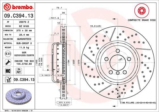 Disc frana BREMBO PRIME LINE - Composite 09.C394.13